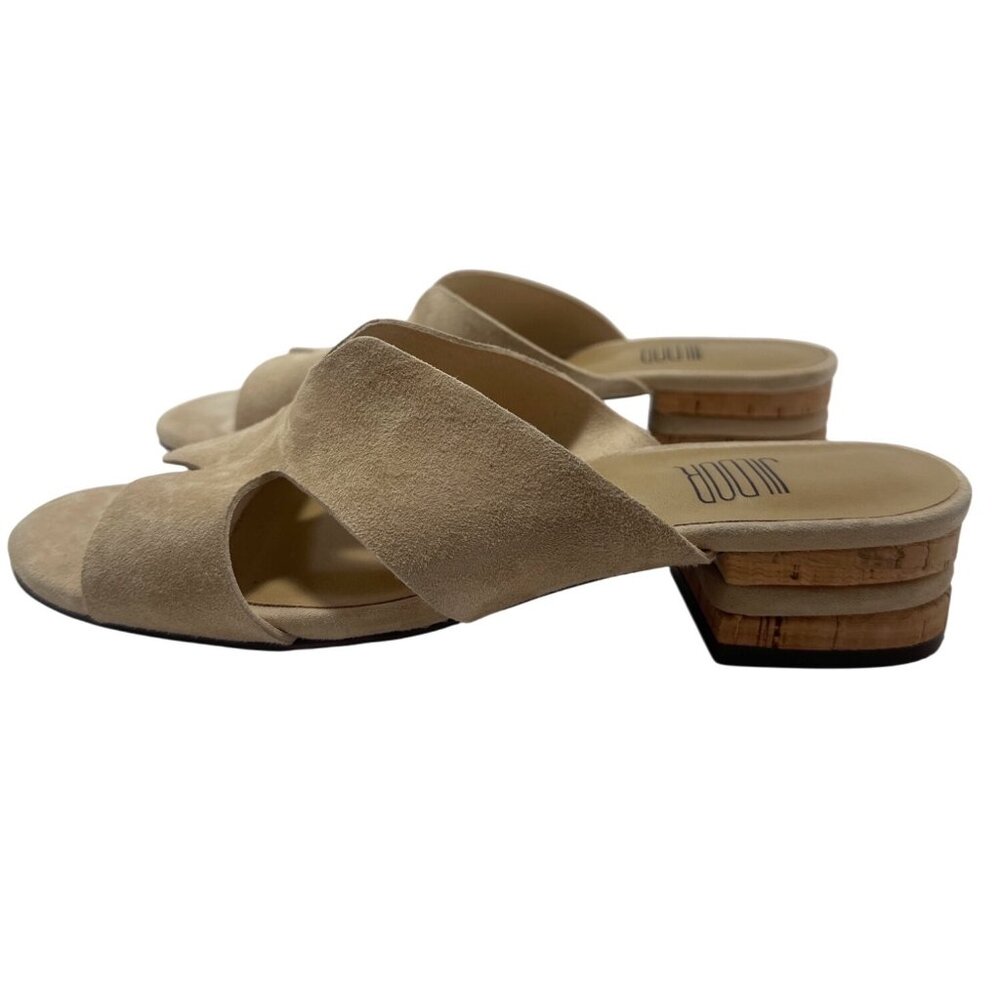 Jildor Beige Suede Women’s Sandals Cork Heel elegant Design Womens sandals Sz 7